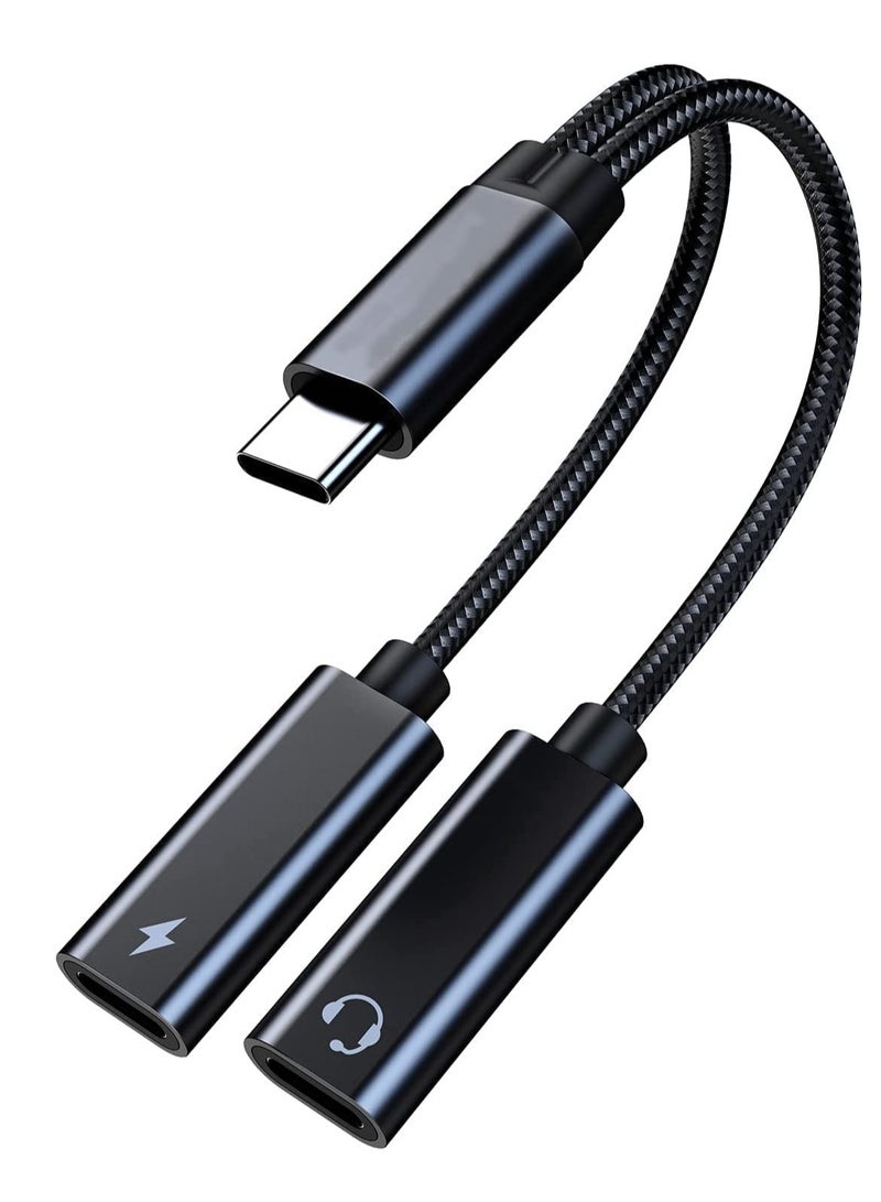 محول شاحن USB C مع فاصل USB C مزدوج لسماعات الرأس وشحن PD 60W السريع لأجهزة Pixel 3 4 5 6 7 XL Samsung Galaxy S23 S22 S21 S21 + Note 20/Note 10/10 + والمزيد. - Image 1