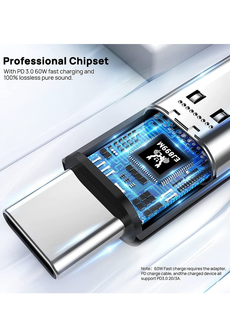 محول شاحن USB C مع فاصل USB C مزدوج لسماعات الرأس وشحن PD 60W السريع لأجهزة Pixel 3 4 5 6 7 XL Samsung Galaxy S23 S22 S21 S21 + Note 20/Note 10/10 + والمزيد. - Image 4