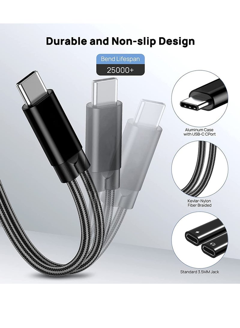 محول شاحن USB C مع فاصل USB C مزدوج لسماعات الرأس وشحن PD 60W السريع لأجهزة Pixel 3 4 5 6 7 XL Samsung Galaxy S23 S22 S21 S21 + Note 20/Note 10/10 + والمزيد. - Image 3