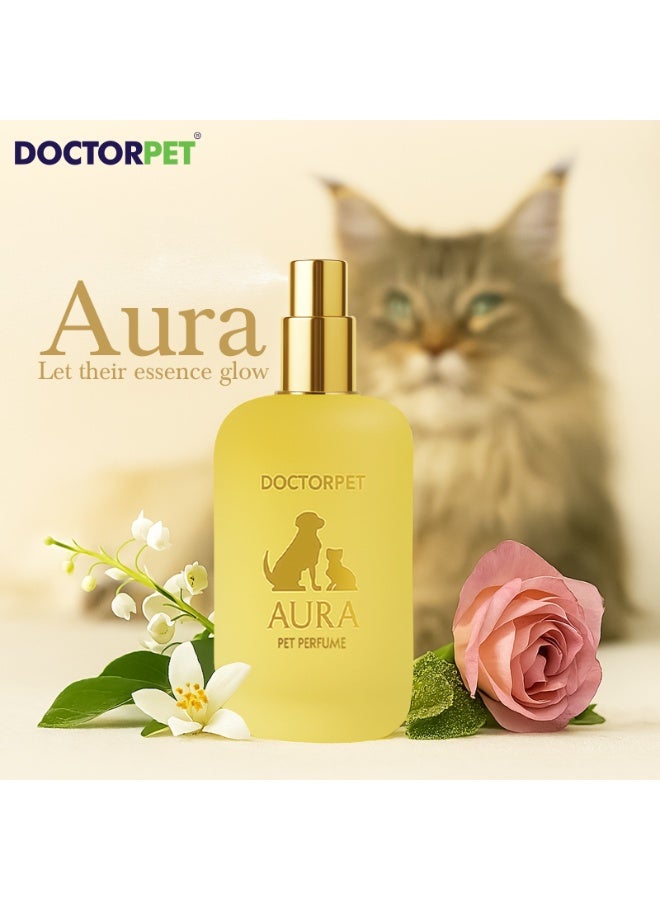 DOCTERPET عطر دكتور بيت أورا للحيوانات الأليفة - 50 مل - رائحة ناعمة ومنعشة للحيوانات الأليفة - رذاذ عطر نظيف وأنيق للحيوانات الأليفة - Image 4