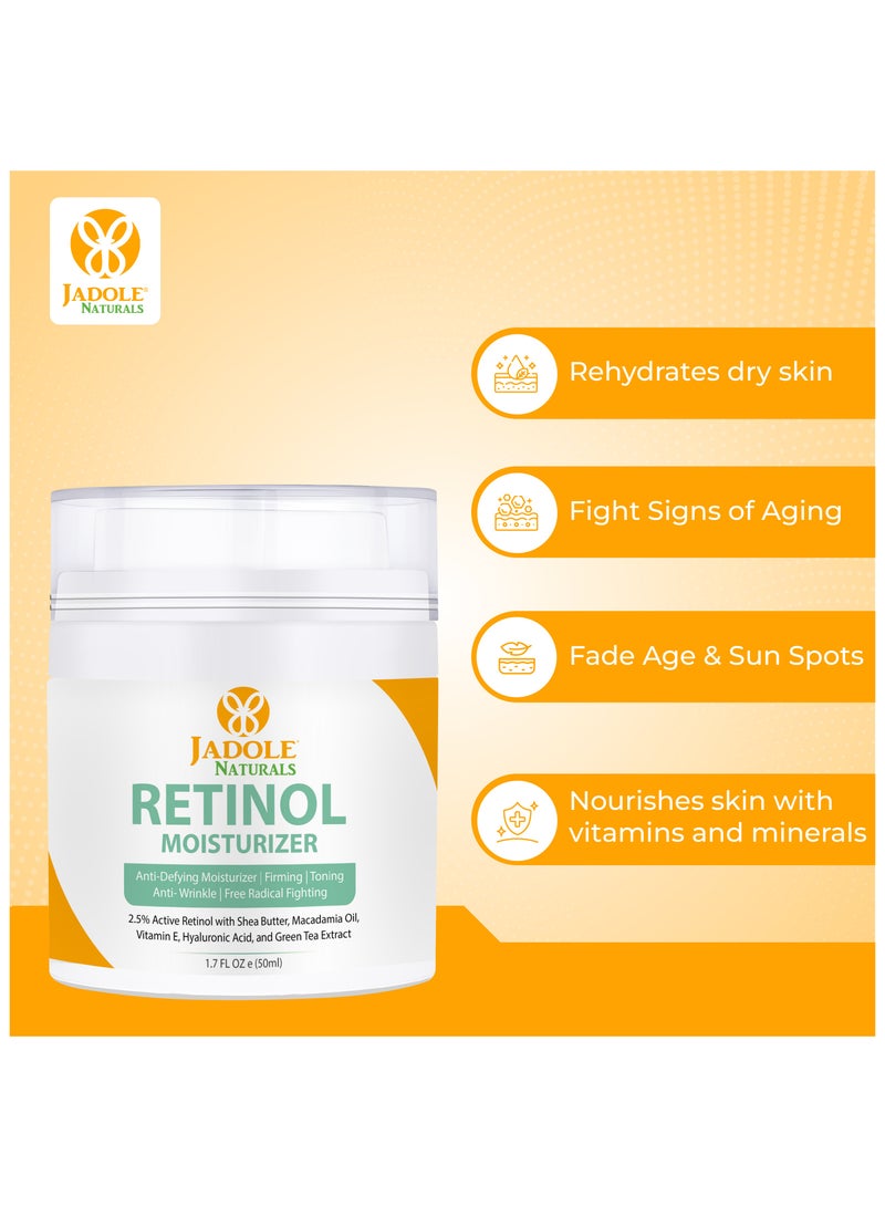 Jadole Naturals Beauty Retinol Moisturizer Cream With Hyaluronic Acid, Vitamin E, Vitamin B5 - 50ml, For Face & Eye Firming, Toning - Image 4