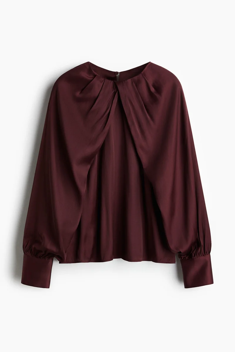 H&M Balloon-sleeved satin blouse
