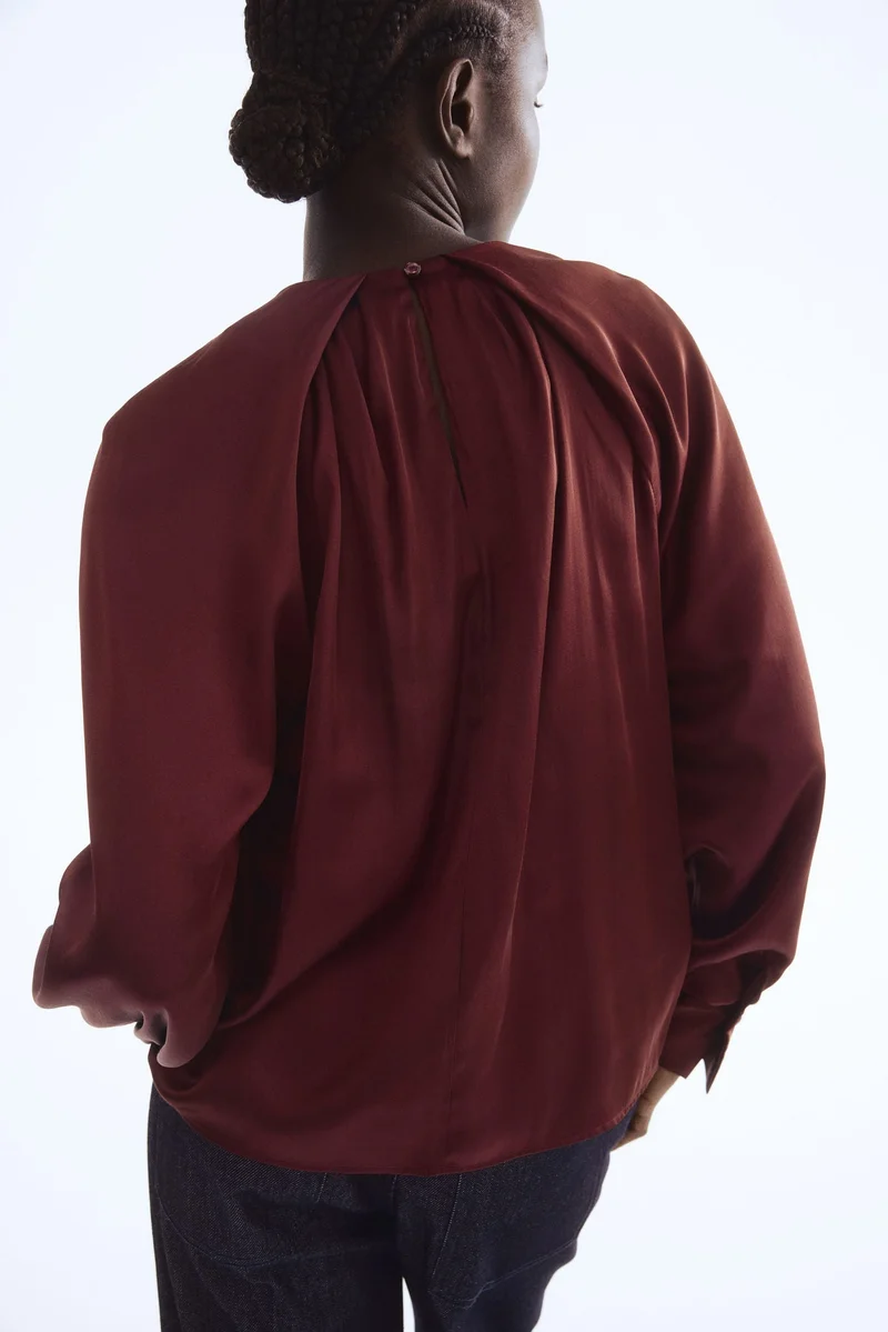 H&M Balloon-sleeved satin blouse