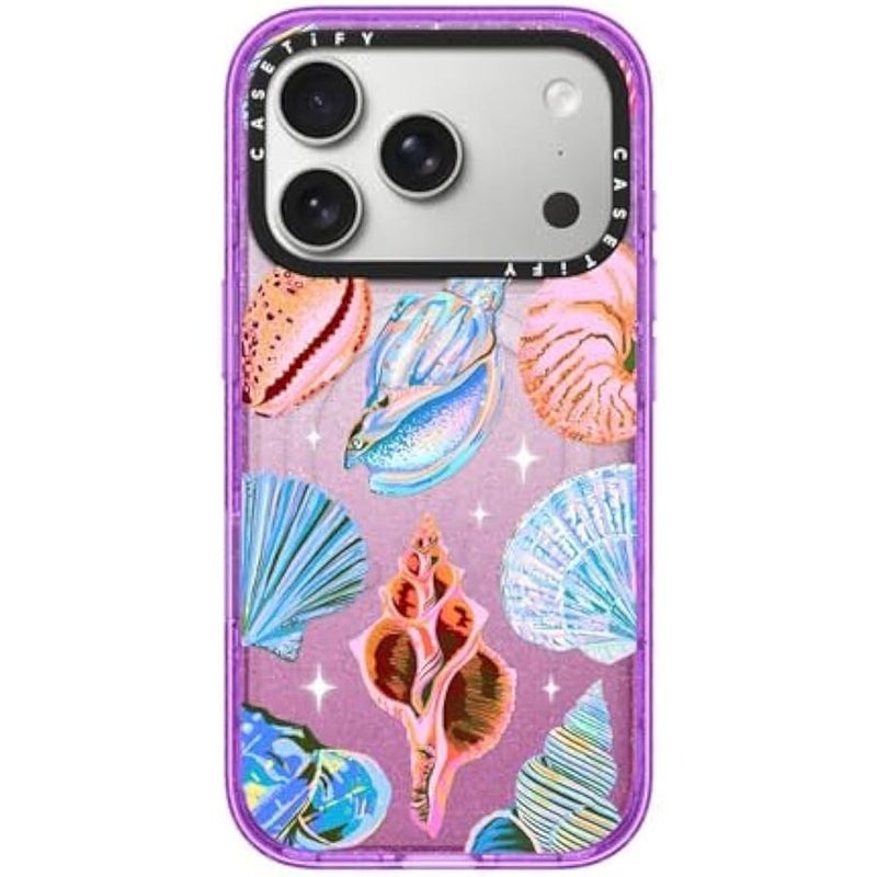 Casetify Impact iPhone 17 Pro Case 【Slim/Compatible with Magsafe / 8.2 ft. 4X Military Grade Drop Protection】 - Seashell - Glitter Purple - Image 1
