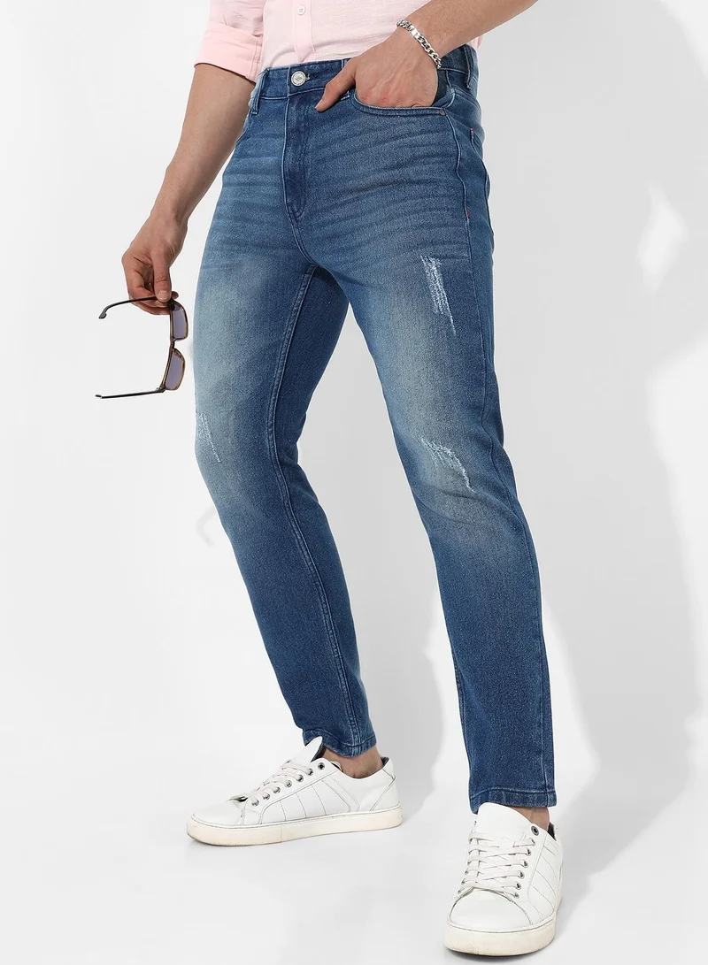 Campus Sutra Men's Tapered Medium-Wash Denim Jeans