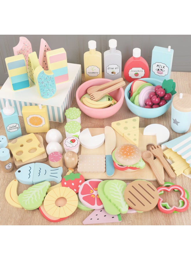 Interesting Simulation Kitchen Tableware Series Children Play House Fruit Toy Set Kindergarten Student Gift-Color:American Breakfast - Image 3