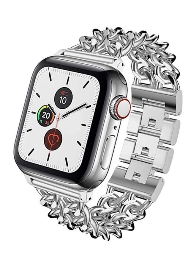 NIBEMINENT Metal Cowboy Replacement Strap Watchband for Apple Watch Series 7/6/SE/5/4/3/2/1 38/40/41mm Silver - Image 3