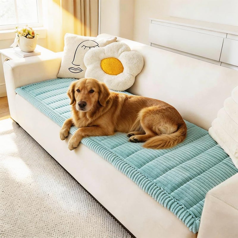 Awjcsv Couch Cover for Dogs Washable, Fuzzy Pet Couch Covers for 3 Cushion Sofa Pet Friendly, Non Slip Sofa Cover (Blue, 27.6" x 59"/70 x 150cm) - Image 1