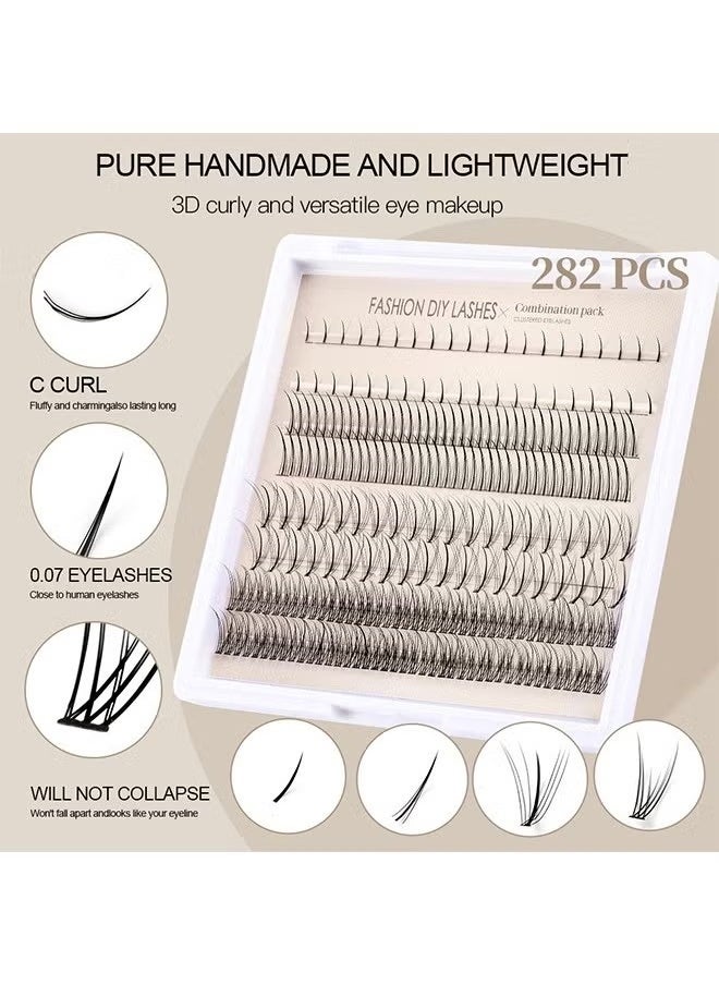 GOOD DEAL 282Pcs Barbie DIY Single Cluster False Eyelashes Glue Set Natural Segmented Grafting Eyelash Extension Kit  - Image 2