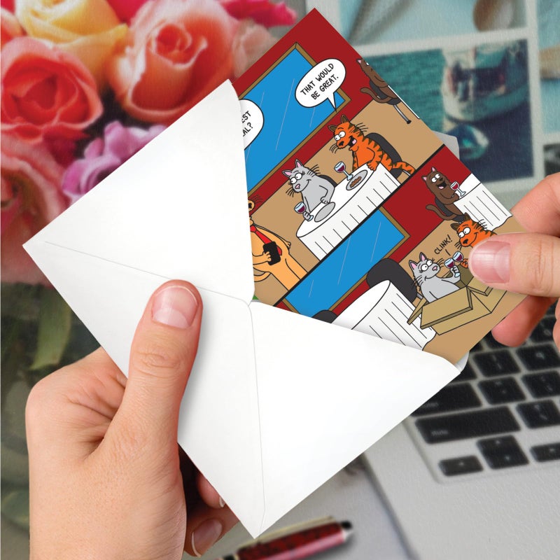 NobleWorks - 1 Funny Birthday Greeting Card w/ 5 x 7 Envelope For Men, Women - Bday Cat Box C7005BDG - Image 4