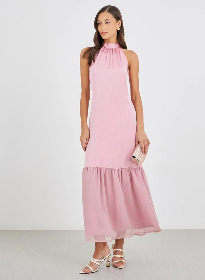Styli Styli Plain Halter Neck Sheath Maxi Dress