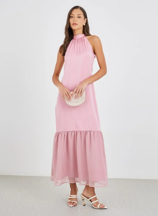 Styli Styli Plain Halter Neck Sheath Maxi Dress