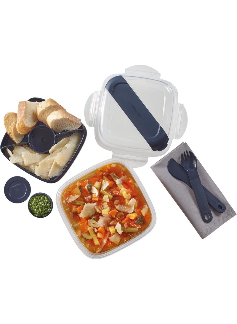 لوك اند لوك حافظة طعام وسلطة 2 في 1 بألوان متنوعة - Image 3