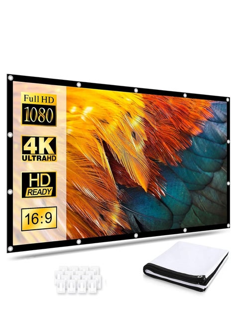 4K Ultra Clear Anti-Glare Projector Screen 100 Inch Foldable - Dual Sided HD Projection Screen for Indoor/Outdoor Movies, Home Theater & Portable Use (16:9 Aspect Ratio)