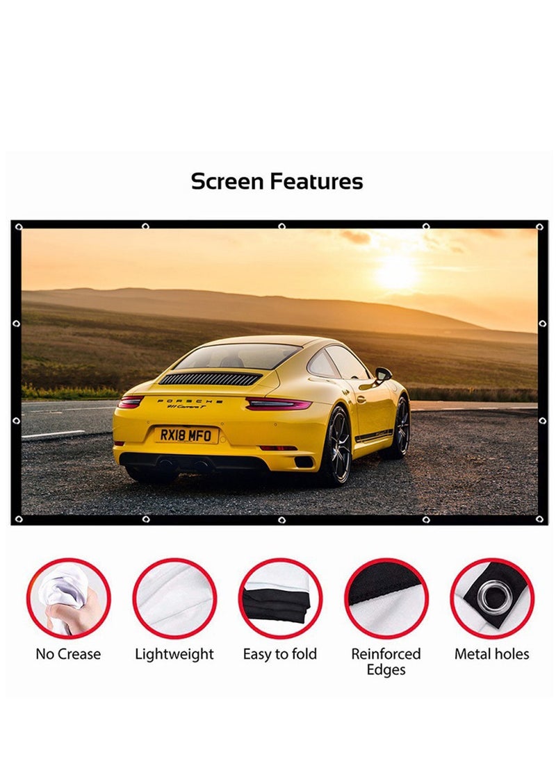 4K Ultra Clear Anti-Glare Projector Screen 100 Inch Foldable - Dual Sided HD Projection Screen for Indoor/Outdoor Movies, Home Theater & Portable Use (16:9 Aspect Ratio)