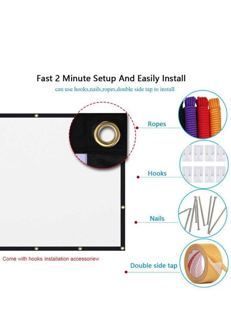 4K Ultra Clear Anti-Glare Projector Screen 100 Inch Foldable - Dual Sided HD Projection Screen for Indoor/Outdoor Movies, Home Theater & Portable Use (16:9 Aspect Ratio)