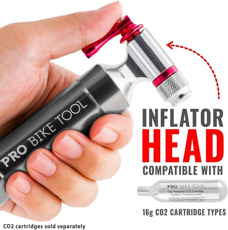 Pro Bike Tool CO2 Inflator with Cartridge Storage Canister Quick, Easy and Safe - for Presta and Schrader - Bicycle Tire Pump for Road and Mountain Bikes - Image 2