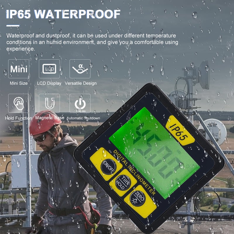 Waterproof Magnetic Digital Level and Angle Finder Versatile Mini Inclinometer LCD Display with Backlight Bevel Gauge IP65 Waterproof - Image 4