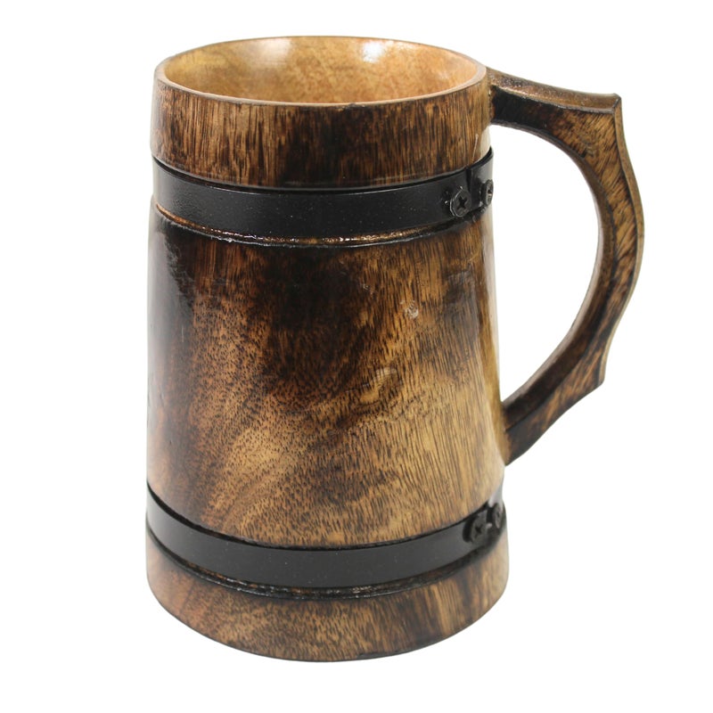 collectiblesBuy Vintage Handmade Brown Wooden Rustic Beer Mug Viking Wood Stein wood tankard coffee baverage party celebrational toast