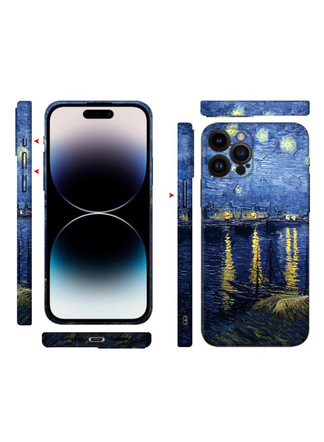 Apple iPhone 15 Pro Art Oil Painting Phone Case - Van Gogh Starry Night Over the Rhone - Full Pack Frosted Cool Creative Lens Anti Drop Case - Image 1