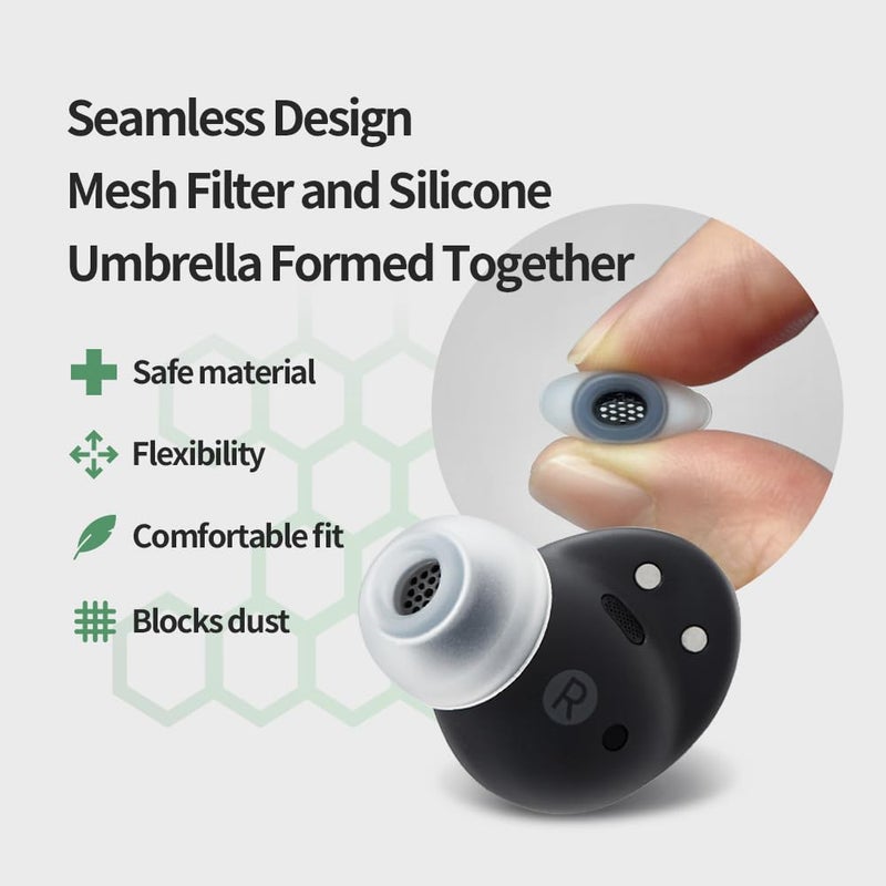 AZLA SednaEarfit MAX لسماعات Galaxy Buds 2 Pro باللون الأسود الشبح (ML)، نصائح سماعات الأذن لسماعات الرأس اللاسلكية، نصائح استبدال سماعات الأذن لإلغاء الضوضاء، نصائح أذن معتمدة من سامسونج لسماعات Galaxy Buds 2 Pro - Image 5