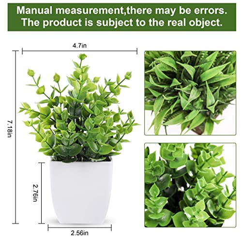 Der Rose 2 Pack Small Fake Plants Mini Artificial Potted Plants for Table Desk Home Bathroom Office Decor - Image 2