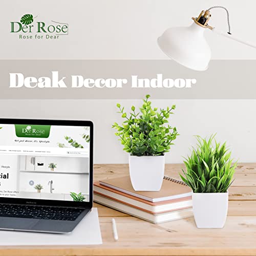 Der Rose 2 Pack Small Fake Plants Mini Artificial Potted Plants for Table Desk Home Bathroom Office Decor - Image 5