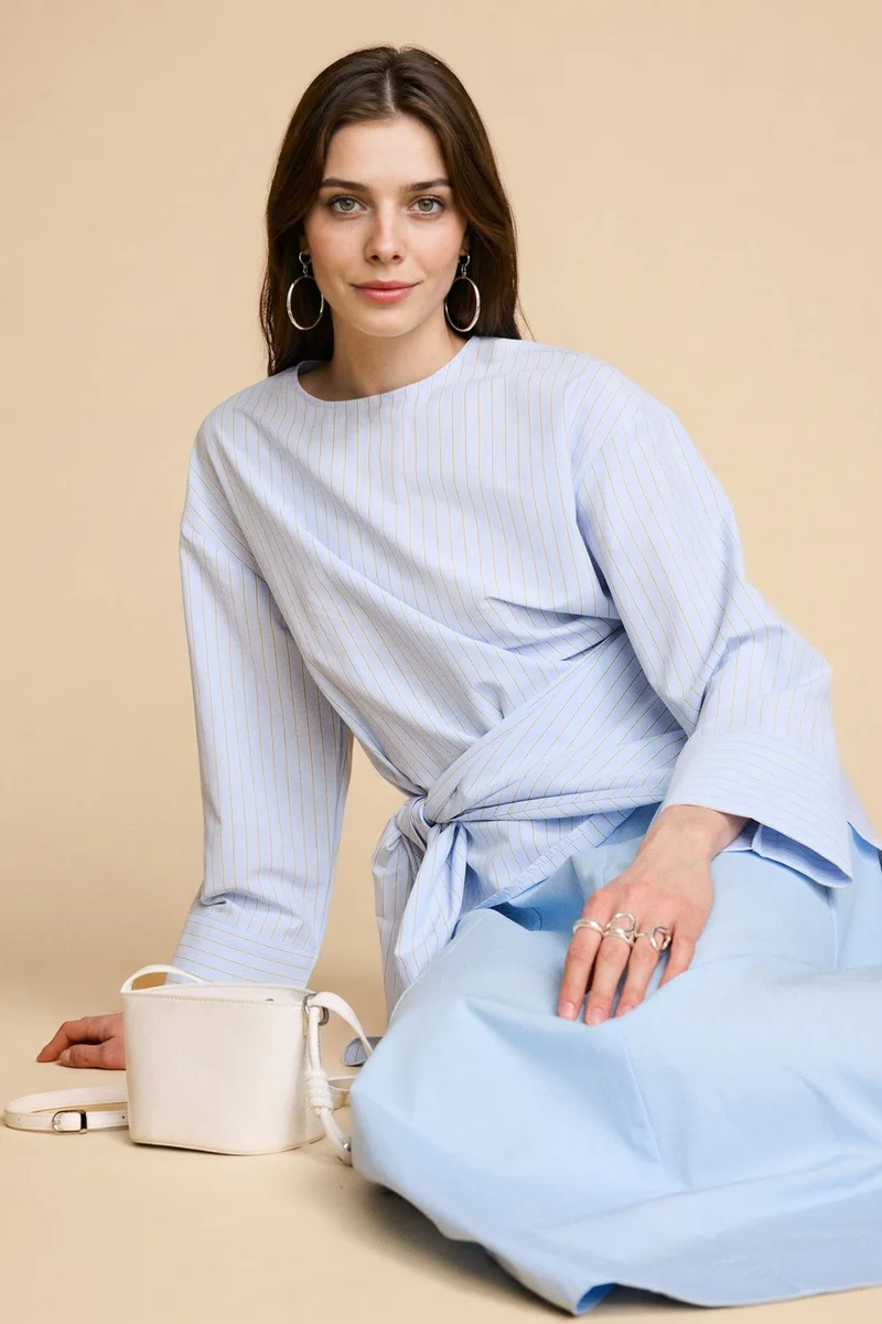 ديفاكتو Regular Fit Poplin Long Sleeve Tunic
