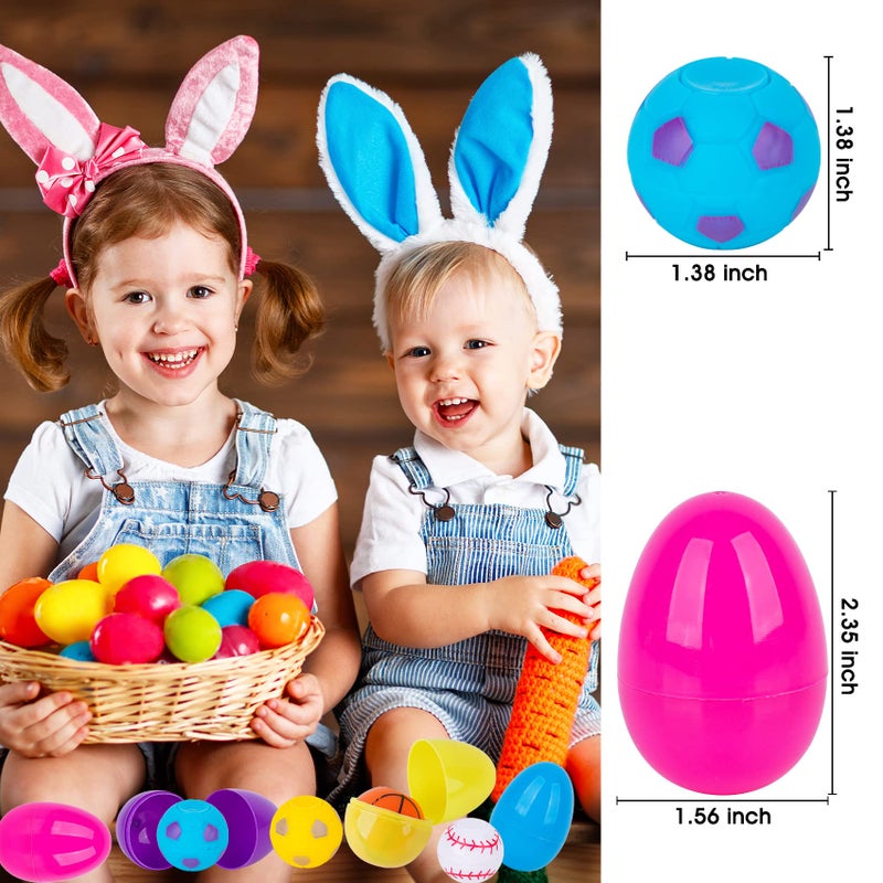 Zivilic Prefilled Easter Eggs with Toys 24 Pack Easter Basket Stuffers Essentials Egg Filled with Fidget Spinners Sports Balls Gifts for Kids Party Favors (24 Eggs+ 24 Spinners) - Image 4