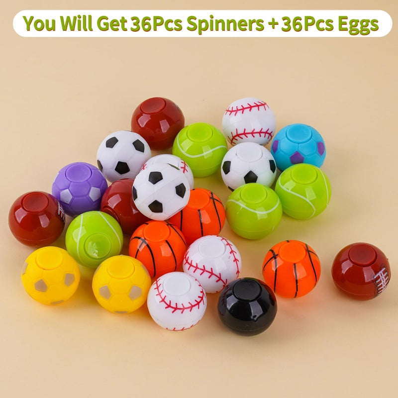 Zivilic Prefilled Easter Eggs with Toys 24 Pack Easter Basket Stuffers Essentials Egg Filled with Fidget Spinners Sports Balls Gifts for Kids Party Favors (24 Eggs+ 24 Spinners) - Image 3