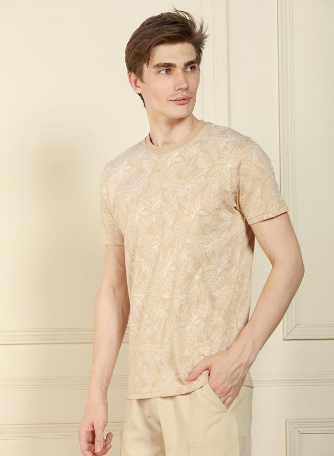 Dennis Lingo Regular Fit Offwhite Cotton Round Neck T-Shirt - Image 1