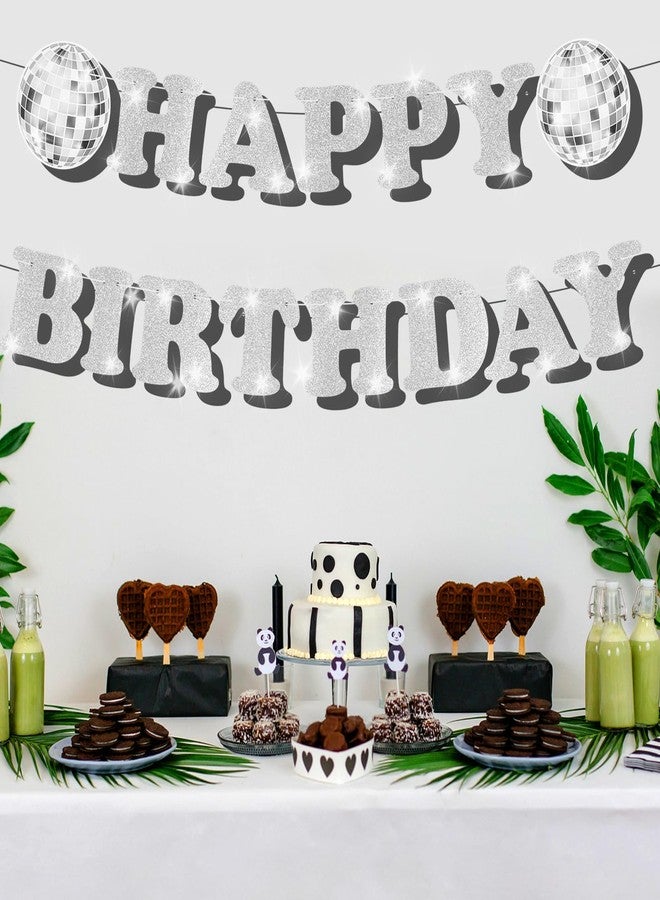 PEUTIER Disco Ball Happy Birthday Banner, Disco Birthday Party Decorations Small Happy Birthday Banner Birthday Party Supplies for 70s 80s Hippie Baby Shower - Image 5