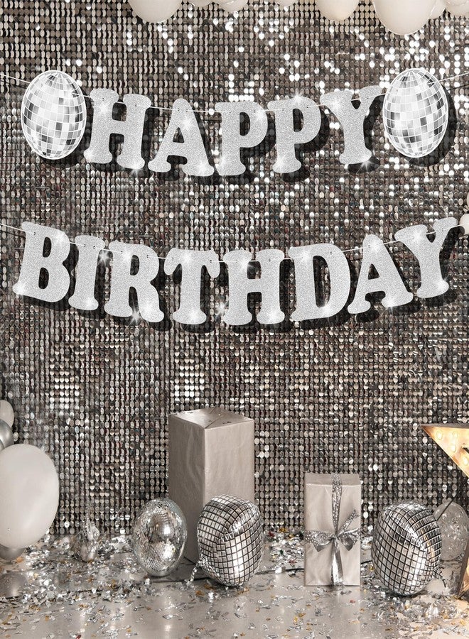PEUTIER Disco Ball Happy Birthday Banner, Disco Birthday Party Decorations Small Happy Birthday Banner Birthday Party Supplies for 70s 80s Hippie Baby Shower - Image 3