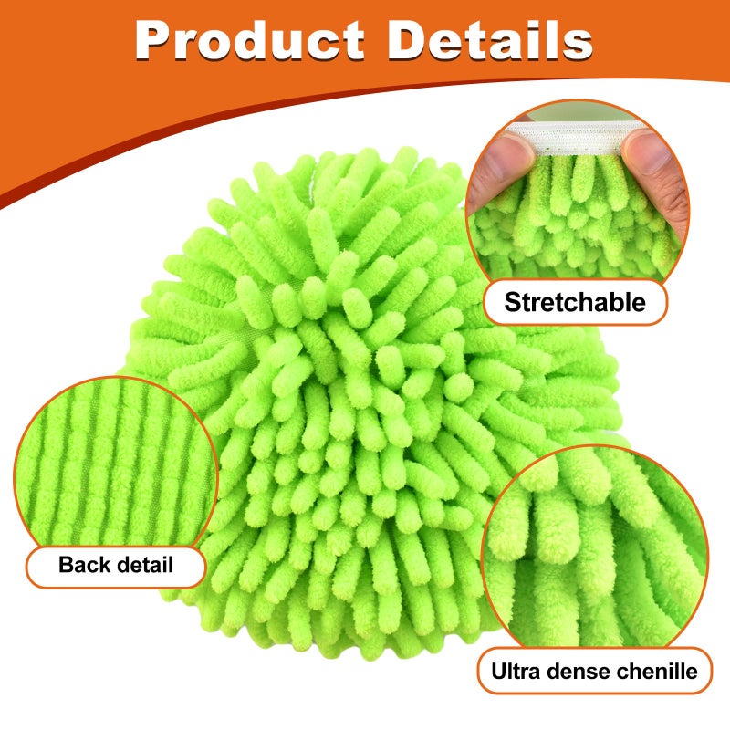 Hezane 2 Microfiber Mop Head Refills and 2 Chenille Mop Pads,1 Upgrade Scrub Brush 1 Spin Mop Base for O Cedar RinseClean 2 Tank Spin Mop System,Spin Microfiber Mop Refills for Cleaning All Floors - Image 5