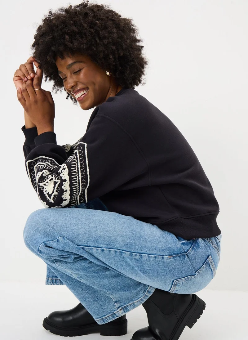 Black Cornelli Sleeve Sweatshirt