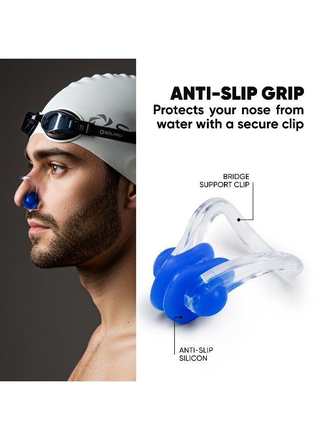SOLPRO Sonic Block Swimming Ear Plugs and Nose Clip Set (Blue) - Image 4