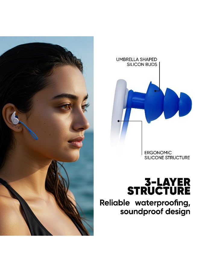 SOLPRO Sonic Block Swimming Ear Plugs and Nose Clip Set (Blue) - Image 2