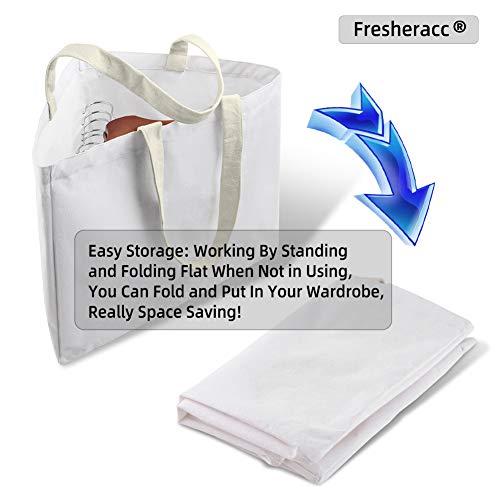 FresherAcc Clothes Hanger Organizer Holder for Space Saving, Hanger Triangle Storage Bag with Handles for Closet Tidier Laundry Rooms Wardrobe Drying Rack, Waterproof Portable Stacker Container (White) - Image 2