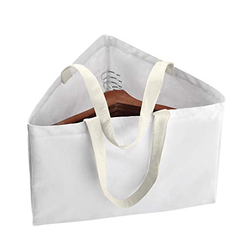 FresherAcc Clothes Hanger Organizer Holder for Space Saving, Hanger Triangle Storage Bag with Handles for Closet Tidier Laundry Rooms Wardrobe Drying Rack, Waterproof Portable Stacker Container (White) - Image 1