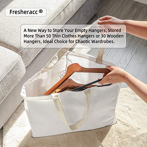 FresherAcc Clothes Hanger Organizer Holder for Space Saving, Hanger Triangle Storage Bag with Handles for Closet Tidier Laundry Rooms Wardrobe Drying Rack, Waterproof Portable Stacker Container (White) - Image 3