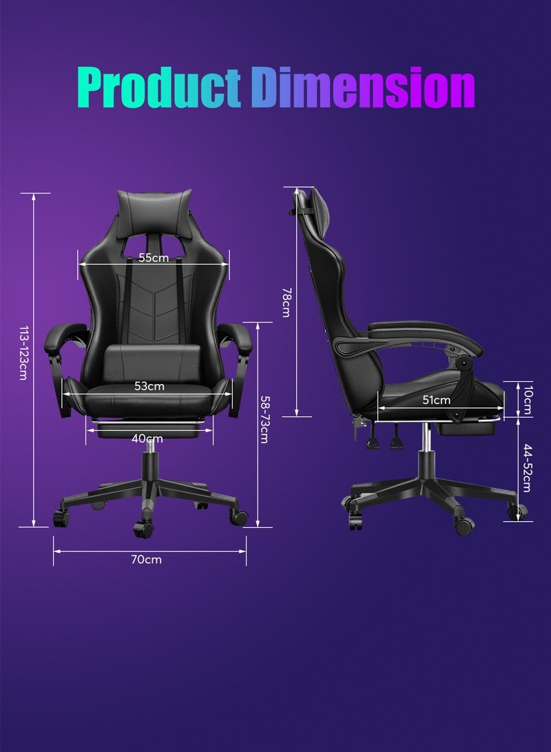 هافرتيس كرسي ألعاب مريح، كرسي كمبيوتر مع وسادة للخصر والرأس، مسند ذراع ومسند للقدمين، كرسي ألعاب من الجلد الصناعي - Image 2