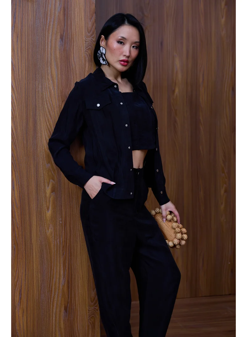 أشيتا فرنانديز Square Neck Cropped Corset Top – Black