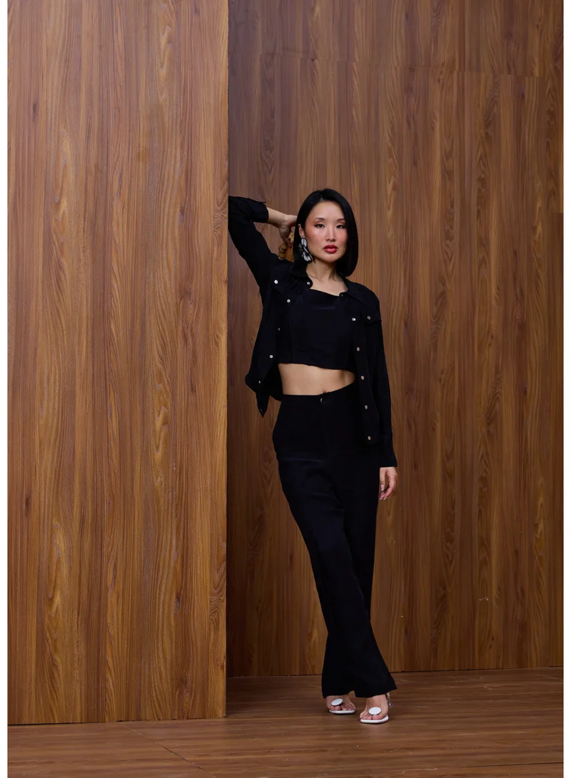 أشيتا فرنانديز Square Neck Cropped Corset Top – Black