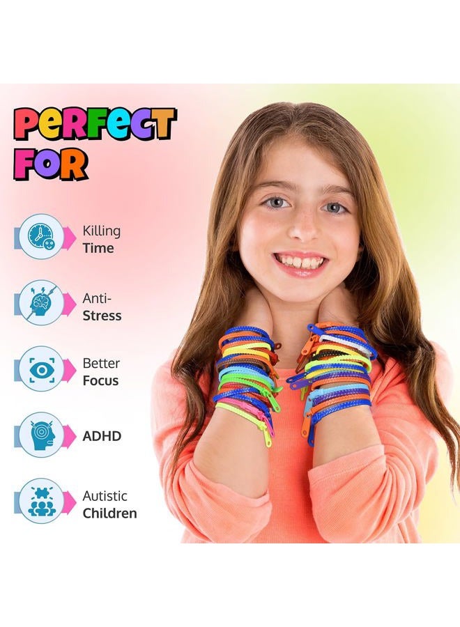 UpBrands 48 Prizes for Kids Zipper Bracelets 7 ½”, Fidget Party Favors for Kids, Sensory Toys Bulk Set, Neon Colors, Birthday Kit, Easter Egg, Treat Bags & Pinata Fillers - Image 2