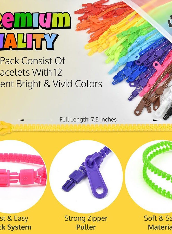 UpBrands 48 Prizes for Kids Zipper Bracelets 7 ½”, Fidget Party Favors for Kids, Sensory Toys Bulk Set, Neon Colors, Birthday Kit, Easter Egg, Treat Bags & Pinata Fillers - Image 3