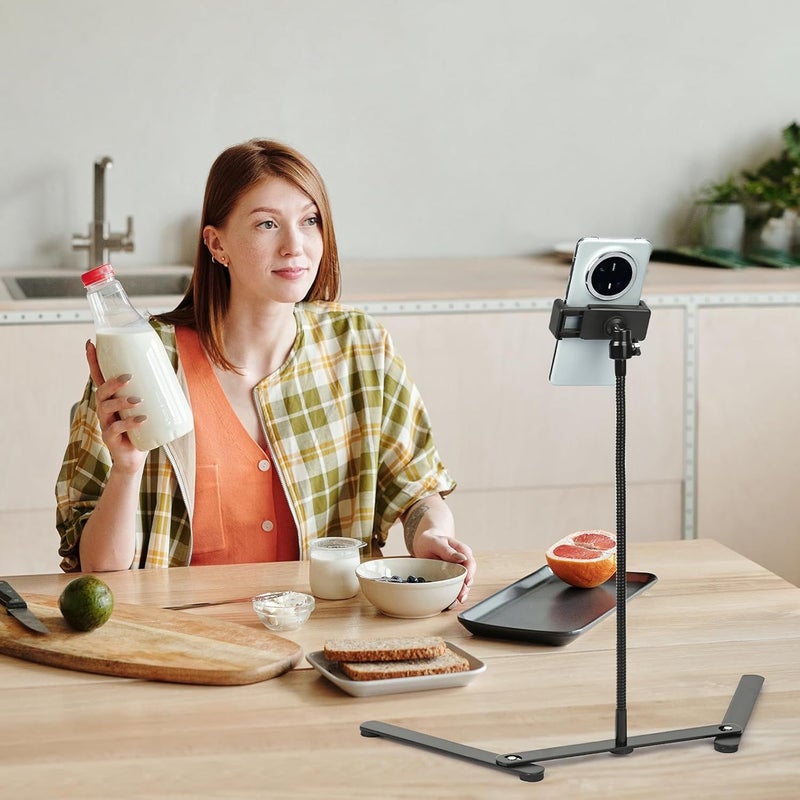 Adjustable Phone Tripod 2 In 1 Overhead Stand With Flip Stand Phone Clip - Image 2