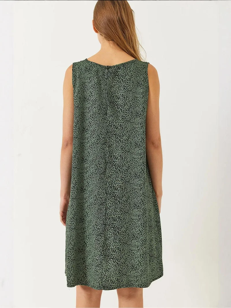 Bianco Lucci LUCCI Patterned Mini Dress with Crew Neck