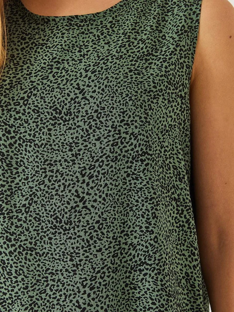Bianco Lucci LUCCI Patterned Mini Dress with Crew Neck