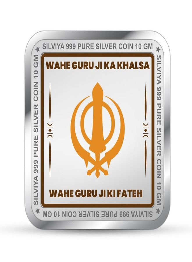 Silviya BIS Hallmarked Square Shape 999 Pure Silver Guru Gobind Singh Ji Coin (10 Gram) | Sikh Religious Gift | Spiritual Keepsake | Ideal Keepsake | With Authenticity Certificate - Image 3