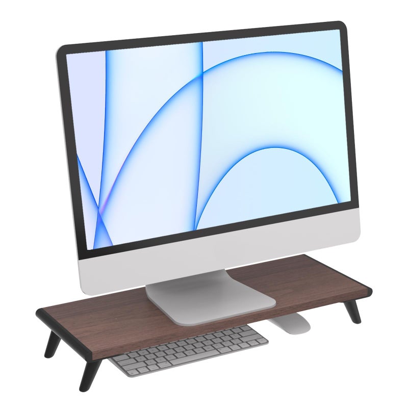 loukin Monitor Stand Riser for Desk, 22.4" x 8.3" Larger Computer Stand for Laptop, PC, Printer, Sturdy Desktop Computer Shelf with Non-Skid Rubber, Home Office (Brown) - Image 1